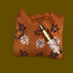 Women's Orange Patterned Sweater